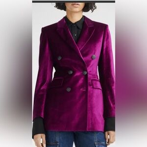 Rag & Bone Purple Velvet Blazer with Peaked Lapels
